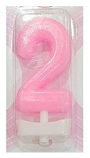 Pink Number 2 Birthday Candle